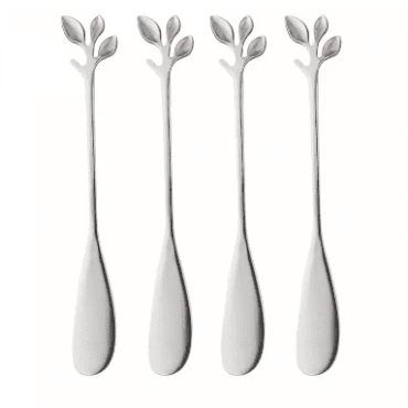 Conjunto 4 Espátulas de Aço Inox Leaves Prata