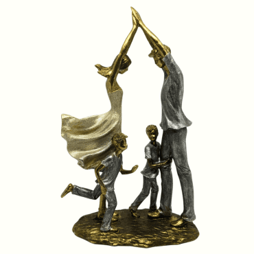 Estatueta Família com dois meninos – Dourado