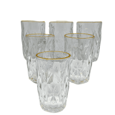 Conjunto de Copos de Vidro com Fio de Ouro Diamond 350ml