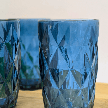 Jogo 4 Copos Diamond Azul 370ml