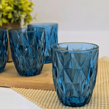 Jogo de 4 Copos Diamond Azul 270ml